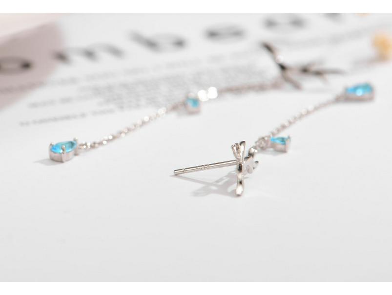 Higu S925 Silver Reindeer Antler Tassel Earrings: Christmas Dangle Studs for Women, Mori Style