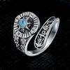 Adjustable Opening Women Vintage Ring Natural Turquoise Gemstones and Compasses Accessory Symbolic Jewelry Gift