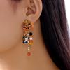Personality Cute Pumpkin Ghost Necklace Dripping Oil Vintage Earring Punk Collarbone Chain  Women