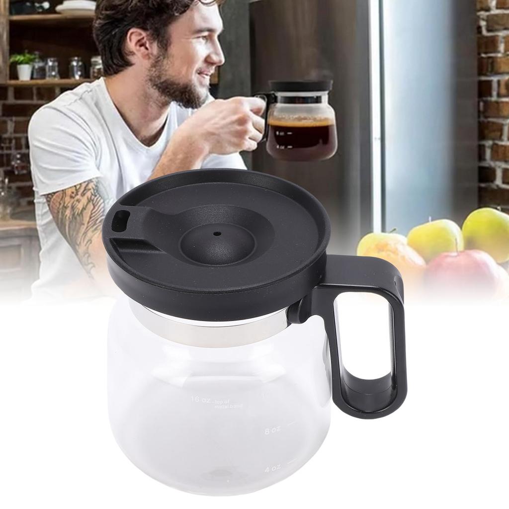 16 Oz Coffee Pot Mug Clear Borosilicate Glass Coffee Pot Tea Cup Mug with Silicone Spill Proof Lid Comfortable Handle for Teas Chocolate