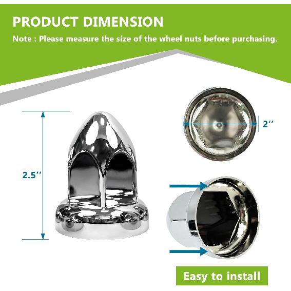 20 Pack Lug Nut Covers For Semi Trucks, 33Mm By 2-1/2" Thread On Push-On Nut Cover Caps ABS Plastic Anti-Rust