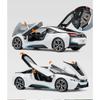 1/24 BMW I8 Supercar Legierungsauto Die-Cast & Spielzeugfahrzeuge Automodell Sound und Licht Pull-Back Auto Spielzeug für Kinder Geschenke