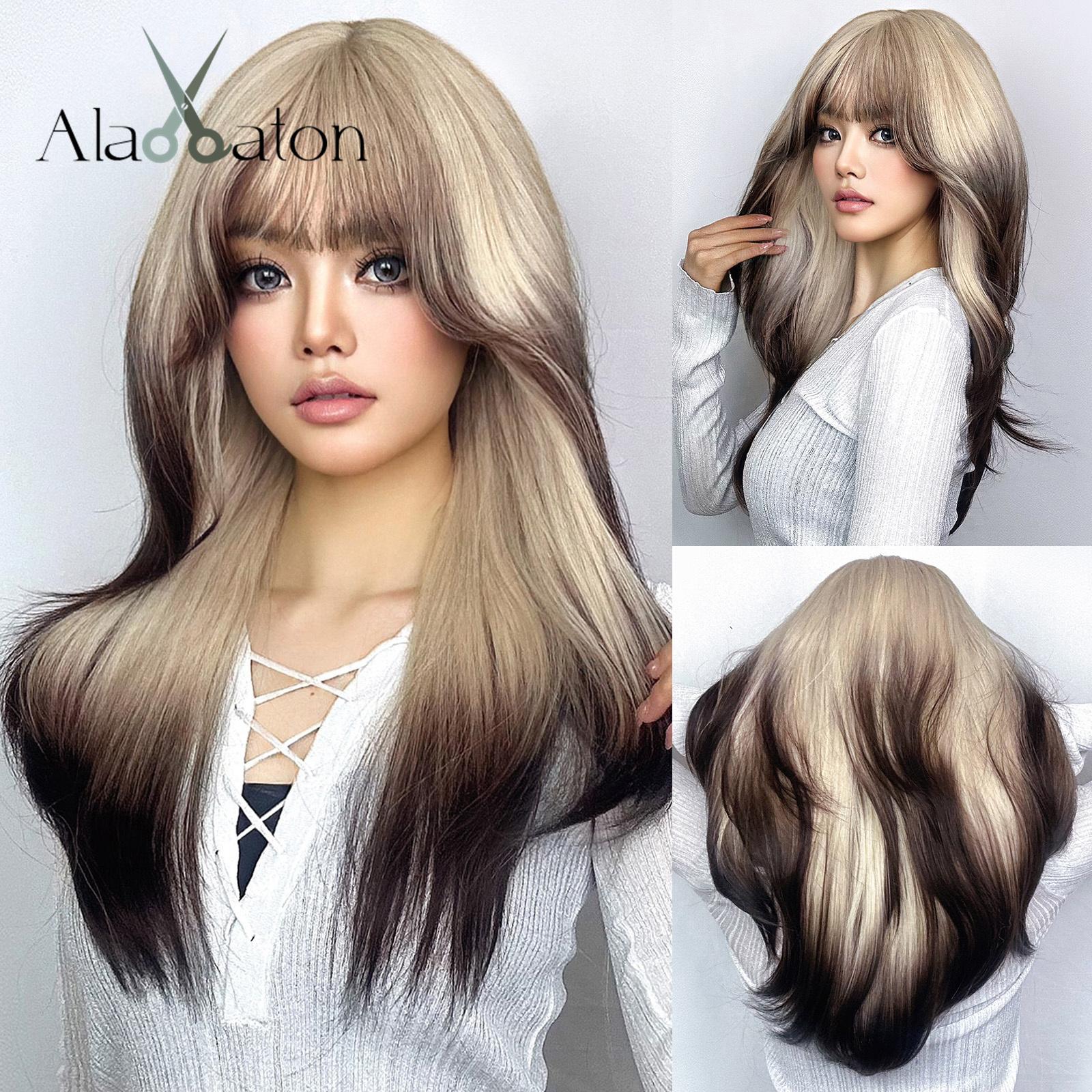 

HAIRCUBE Ombre черные синтетические парики с красной челкой, длинный прямой многослойный парик для женщин, термостойкий парик для косплея на Хэллоуин