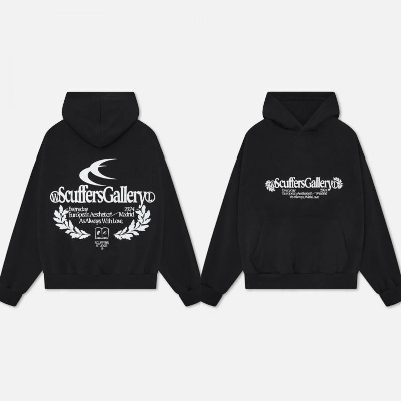 Felpa con cappuccio oversize unisex con stampa di lettere vestibilità ampia pullover casual autunno