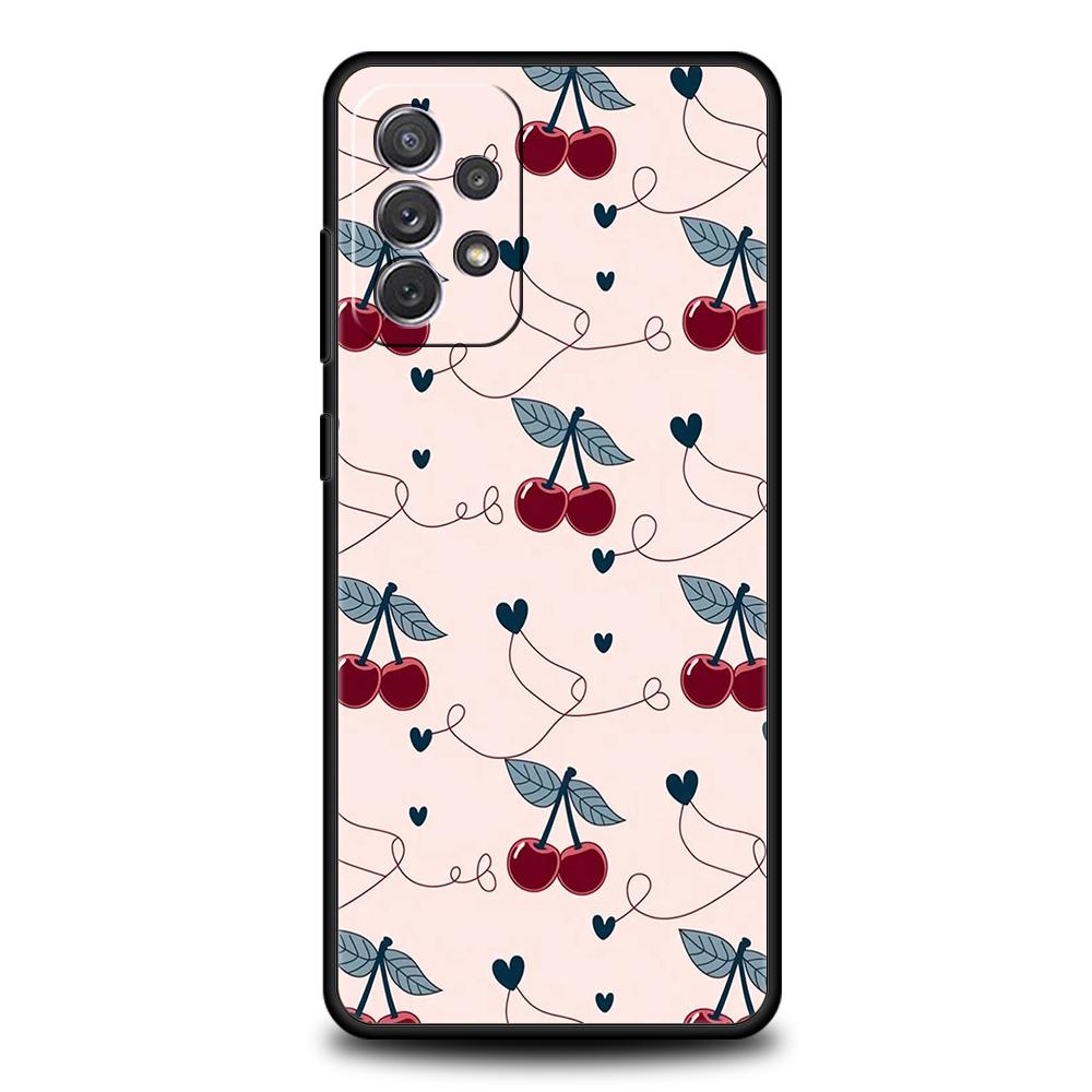 Phone Case for Samsung Galaxy A55 A53 A52 A52S A51 A41 A35 A32 A25 A23 A15 A13 A71 A72 Soft TPU Fresh Summer Fruit Lemon Cherry