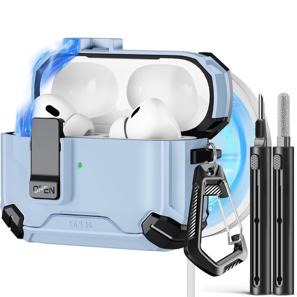 Phone Stand Case For AirPods 4 Generation Case Magnetic Automatic Lock with Cleaning Kit Shockproof Protective Case for AiPods 4