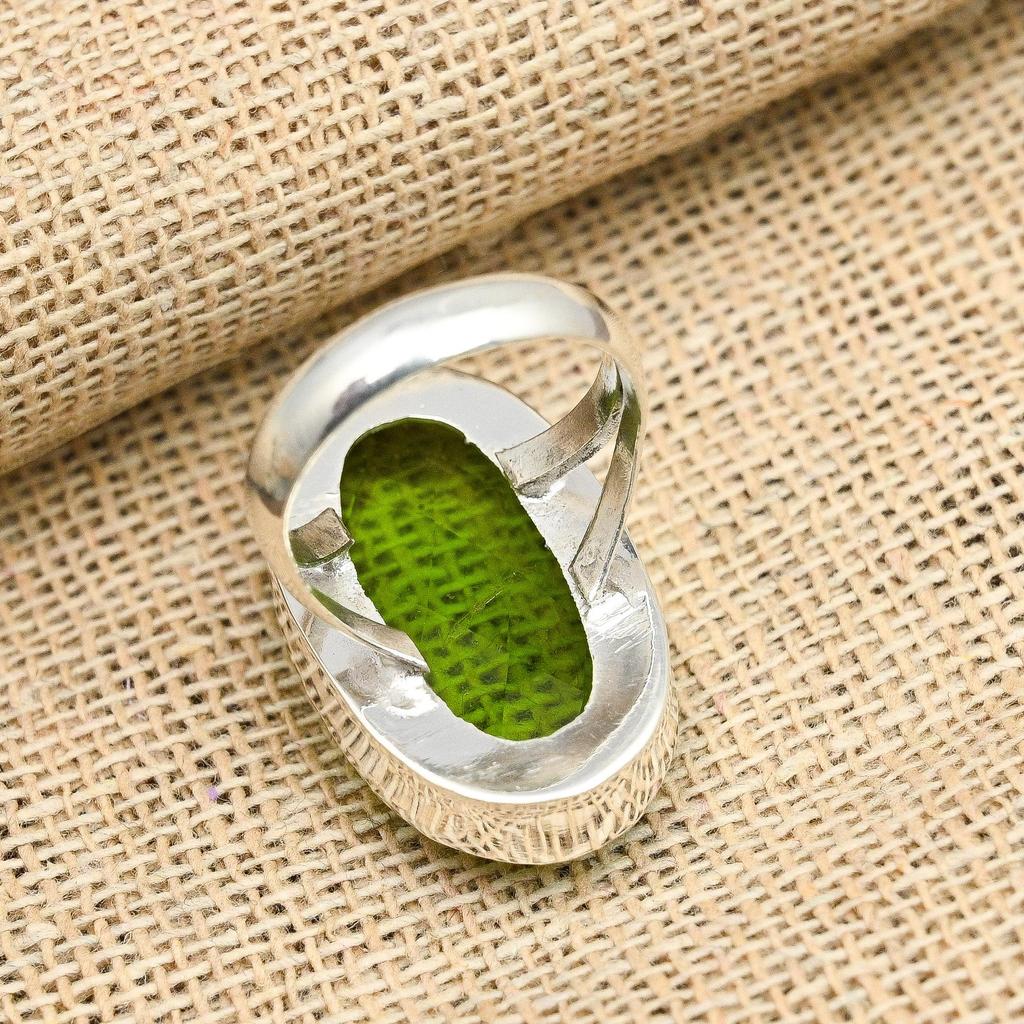 Gorgeous Peridot Gemstone Handmade 925 Solid Sterling Silver Jewelry Ring For Her