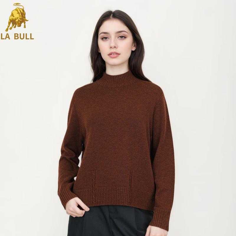 

LA BULL Women s Half-High Collar Drop Shoulder Knit Sweater 2XL