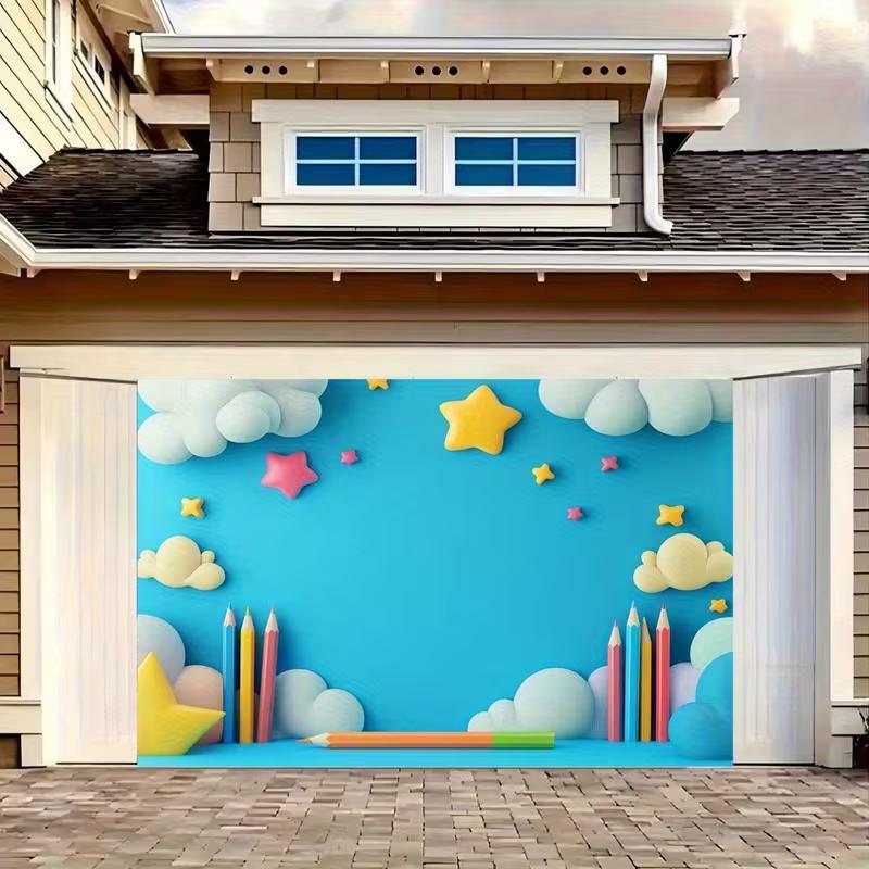 2D Colorful Pencil & Star Backdrop Kids Birthday Party Photo Booth Background
