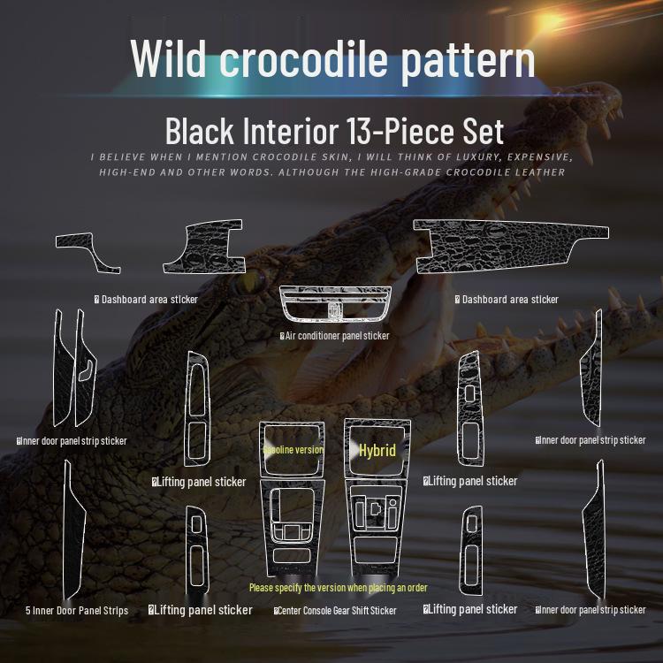 Krokodilmusterfolie für BYD Song MAX Innenraumkonsole & Paneeldekoration, Wildschwarzer Aufkleber