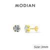 925 Sterling Silver Basic Sparkling Round Stud Earrings Classic Crown Hypoallergenic Wedding Jewelry For Women