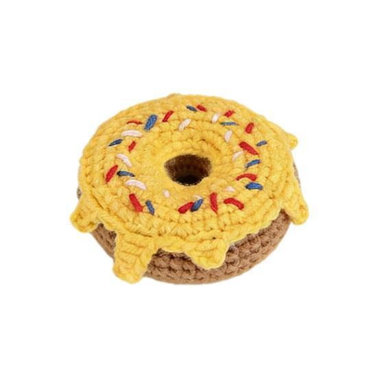 Knitted Donut Keychain Pendant Hand-Crocheted Donut Shape Bag Charm Cute Keychain Pendant for Friends A жёлтый