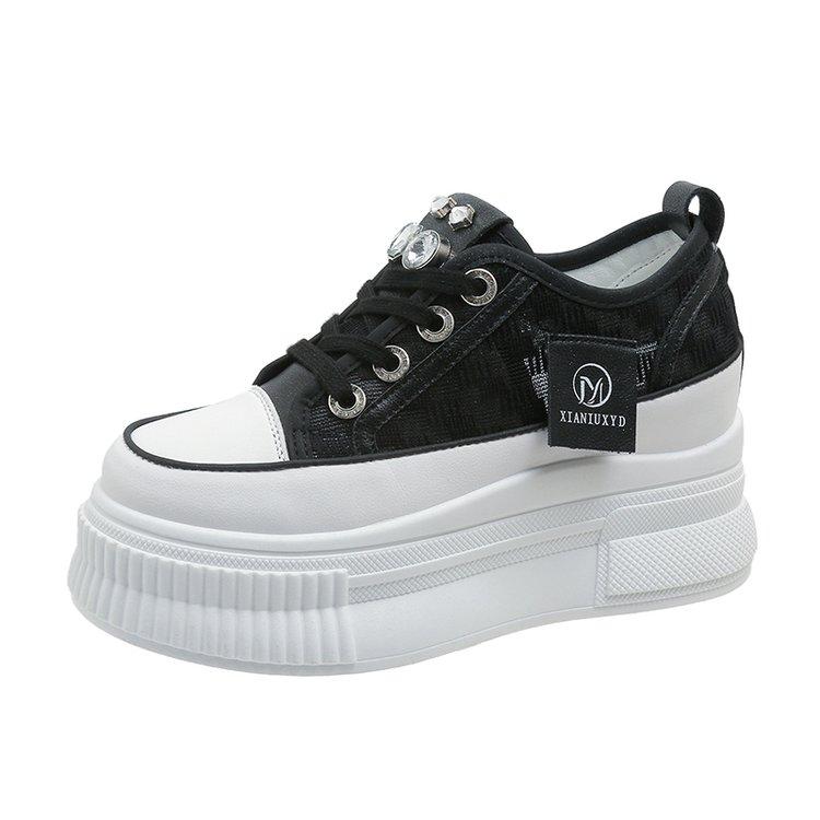 

Новые женские кроссовки на платформе, танкетки, женские, увеличивающие рост на 8 см, женские, дышащие, тканевые, повседневные туфли, парусиновые туфли 35