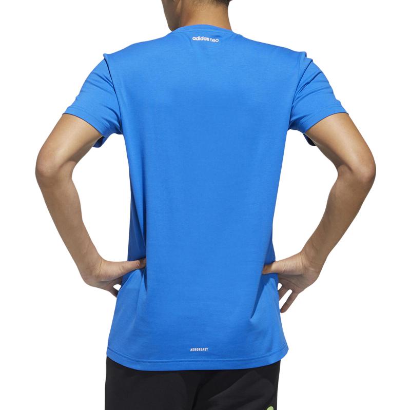 adidas Neo T Shirts Men's Blue Crew Neck Moderate Straight Fit FN6495