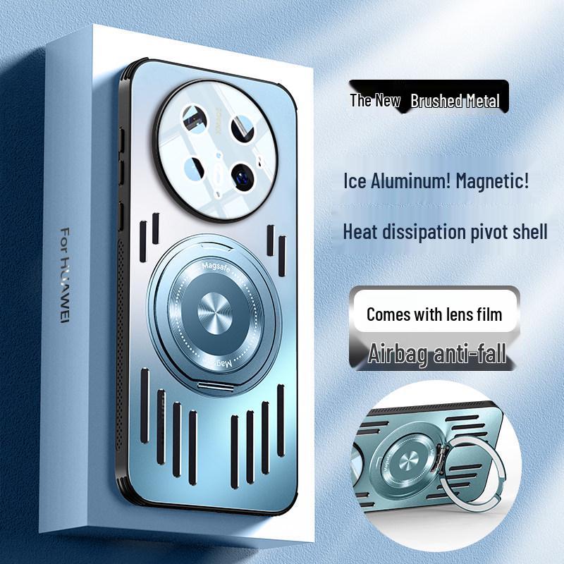 Huawei Mate70 Ultra-Thin Magnetic Stand Phone Case with Aluminum Heat Dissipation, Compatible with Mate70Pro.
