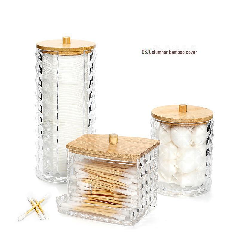 Коробка для хранения косметики из хлопка с ромбовидным узором и цилиндрической деревянной крышкой Square diamond pattern 769₽