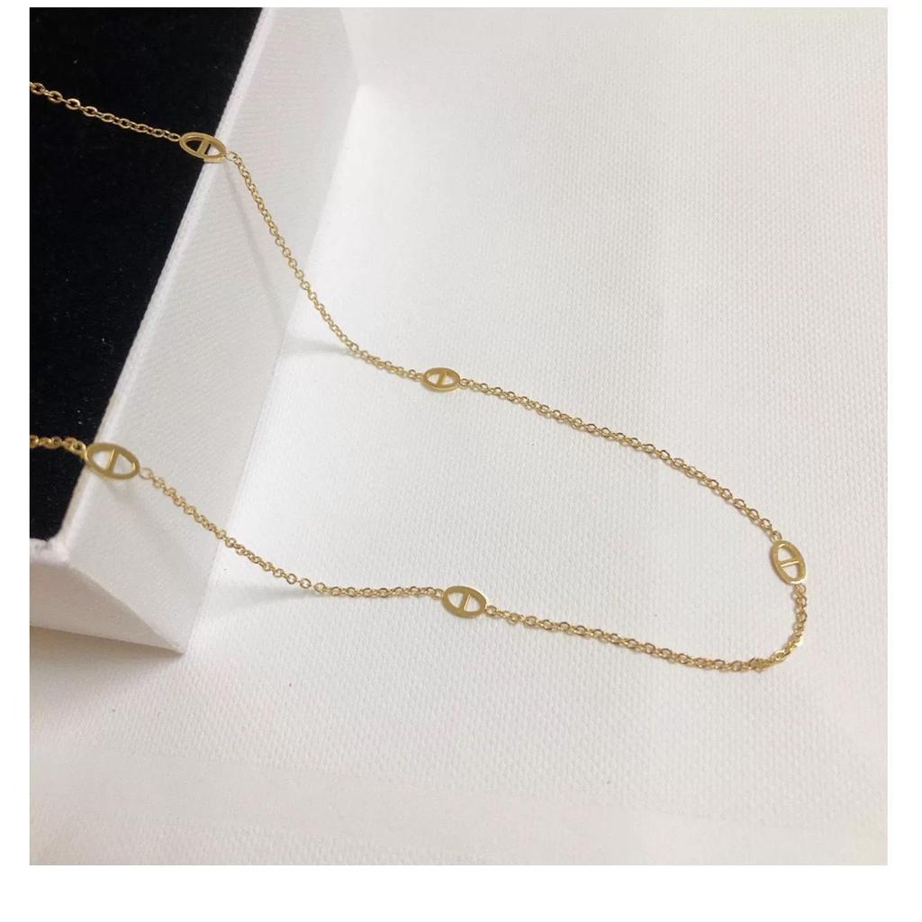 Exquisite Gold-Plated Titanium Pig Nose Necklace - Colorfast Clavicle Chain Trendy Accessory