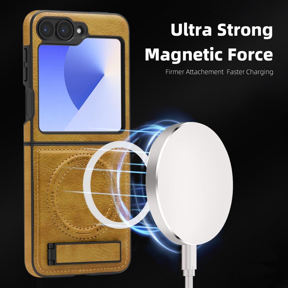 Samsung Z Flip7 Magnetic Flip Stand Case Luxury Business Leather Case Samsung Z Flip 7 6 5 4 3 Fold Shockproof Protection Cover