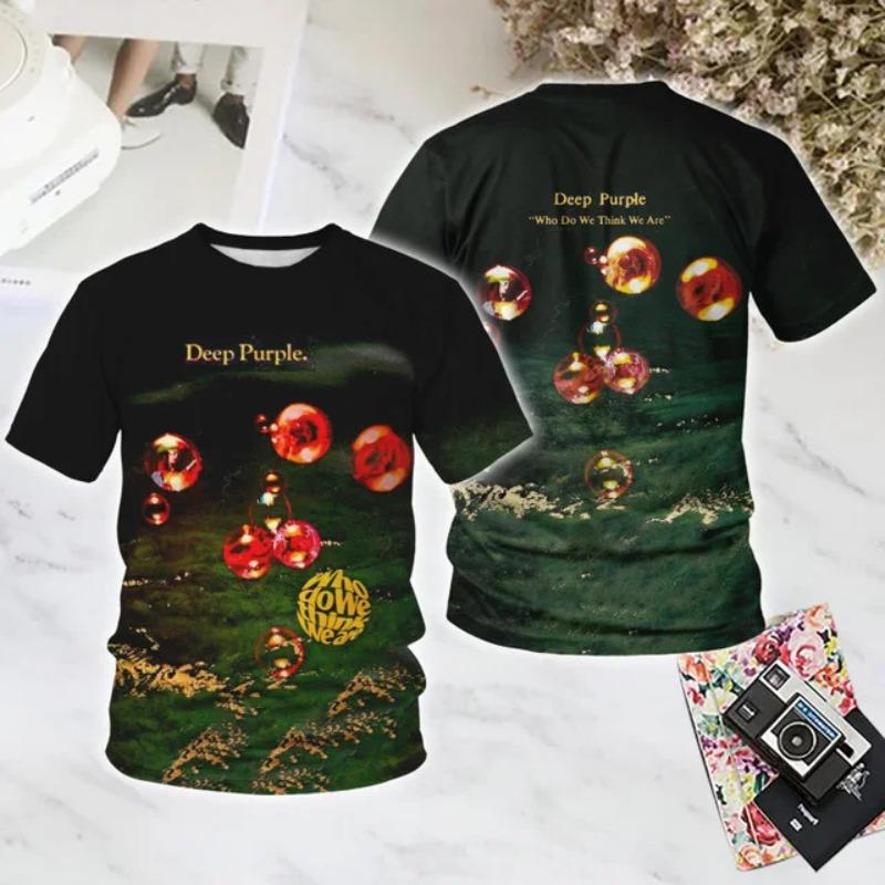 Camiseta de Rock Banda Deep Purple Camiseta con Estampado 3D Hombres Mujeres Moda Casual Camiseta de Manga Corta Camisetas para Niños Ropa de Verano para Hombres