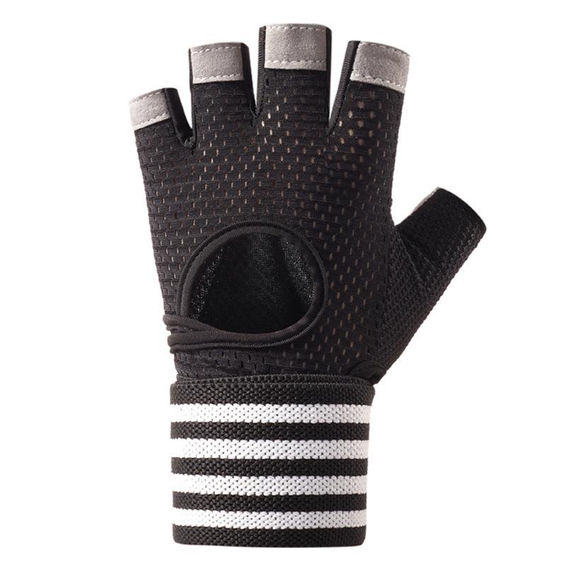 Fitness Gloves Men and Women's Gym Palm Protection Equipment Weightlifting Exercise Lengthened Wristband Anti Slip Training Gloves