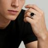 Stylish Punk Geometric Hexagon Stainless Steel Smooth Signet Ring Fashion Minimalist Jewelry for Men Him Gifts