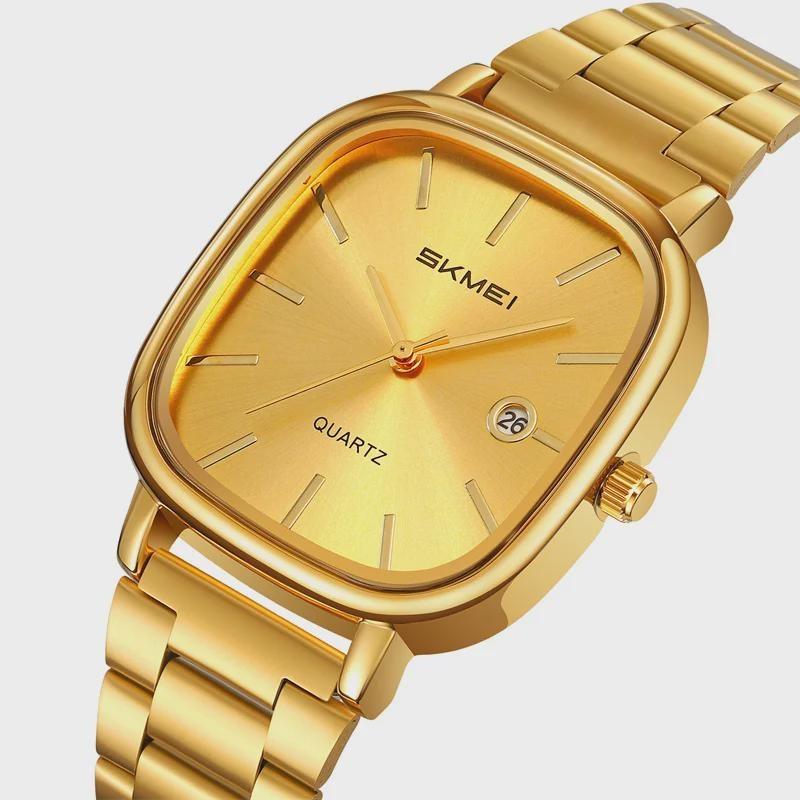 Luxury Mens Quartz Calendar Watches Stainless Steel Strap Waterproof Analog Display Fashion Casual Wristwatch
