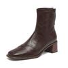 Microfiber Square Toe Thick Heels Chelsea Boots Size 42 Zip Women Concise Style Elastic Ankle Boots