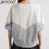 BITCED Women's Winter Colour-Blocked Fleece-Lined O-Neck Sweatshirt