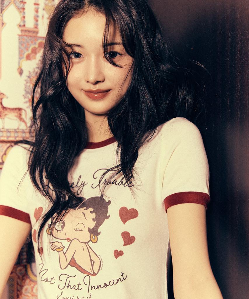 CNVS Betty Boop Sweet Sassy Tight Ringer Short Sleeve T-Shirt_Ivory