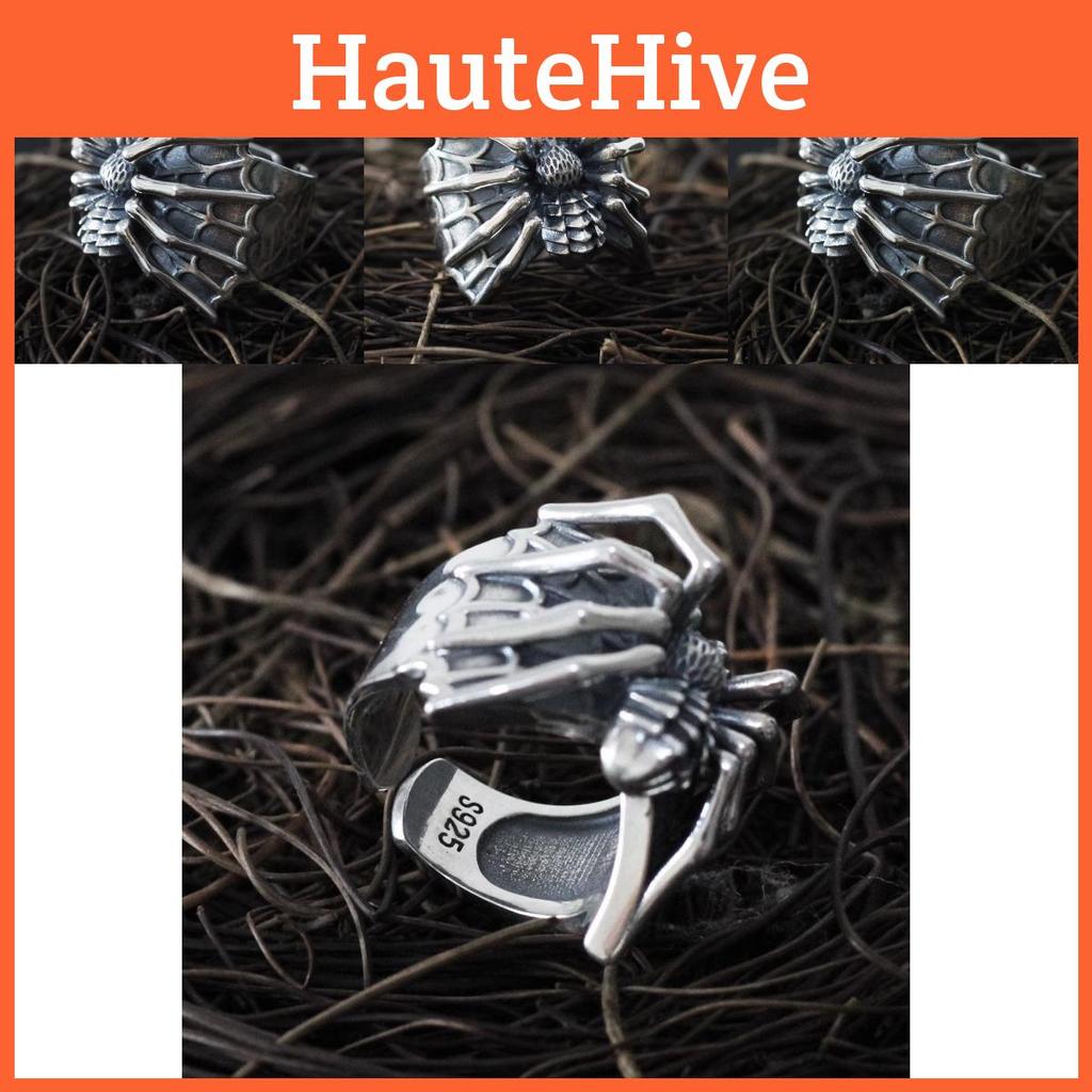 Thai Stylish Vintage Silver Spider Ring For Women Perfect For Punk Lovers Fashion