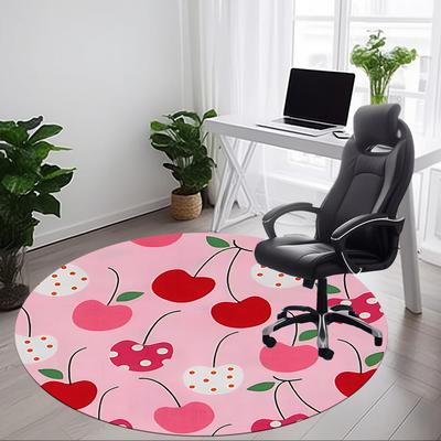 1pc Cherry Pattern Chair Carpet for Office - Durable, Ideal for Chair Mats, Stylish & Functional Decorative Rug Yy260130099