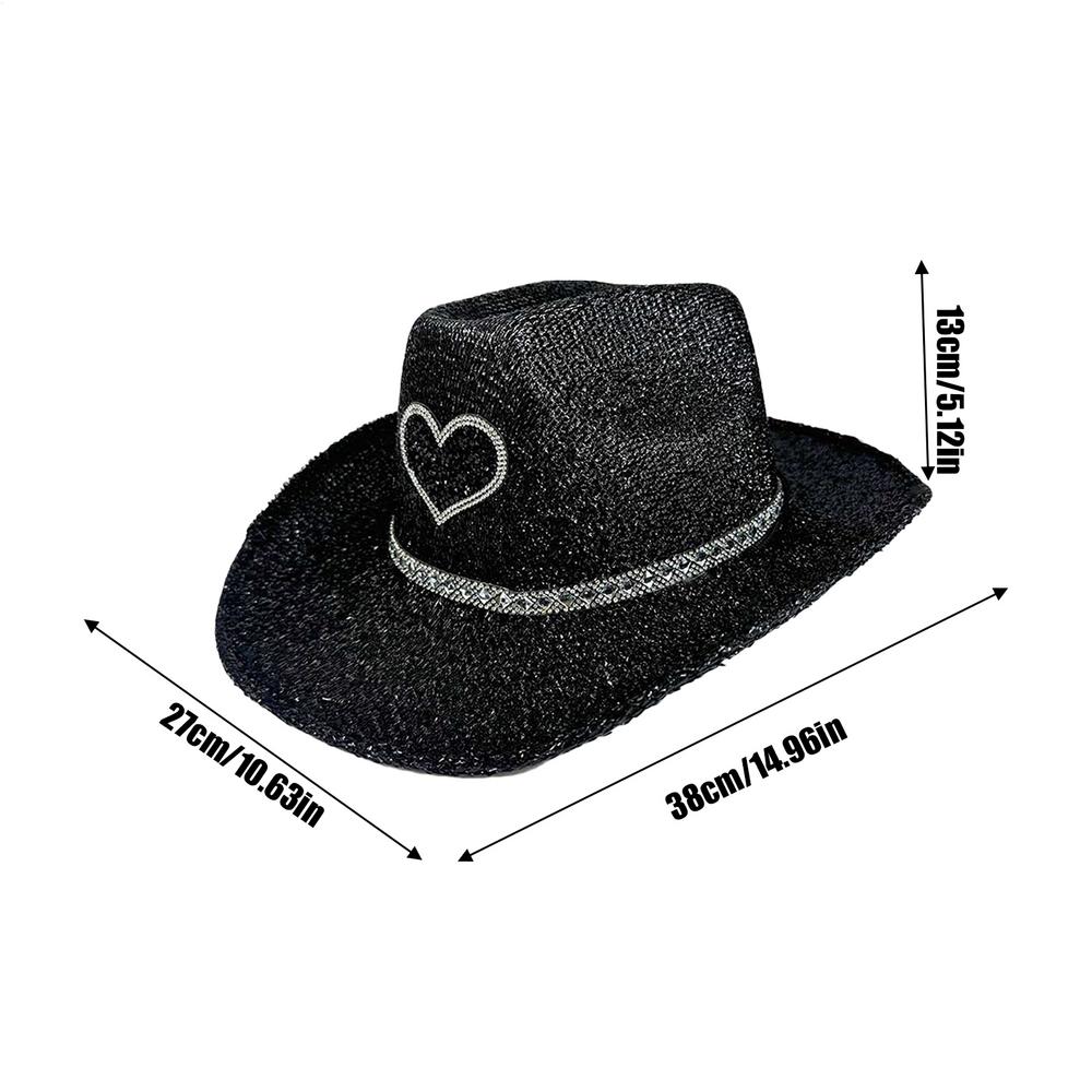 Glitzernder Cowboyhut Western Breiter Rand Cowgirlhut Disco Party Kopfbedeckung Kostümzubehör Cosplay Requisiten für Männer Frauen