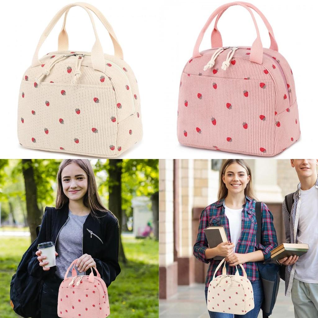 Strawberry Lunch Flower Cooler Bag Breathable Women Outdoor Commuting Office