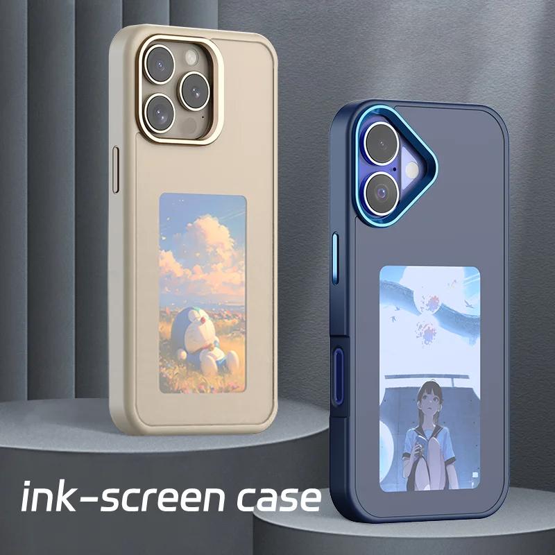 NFC Funktion DIY Bildschirmprojektion AI Handyhülle Für Iphone 17 16 15 14 13 Pro Max DIY Hüllen E-Ink Bildschirm Handyhülle Cartoon Mädchen Junge Batteriefrei