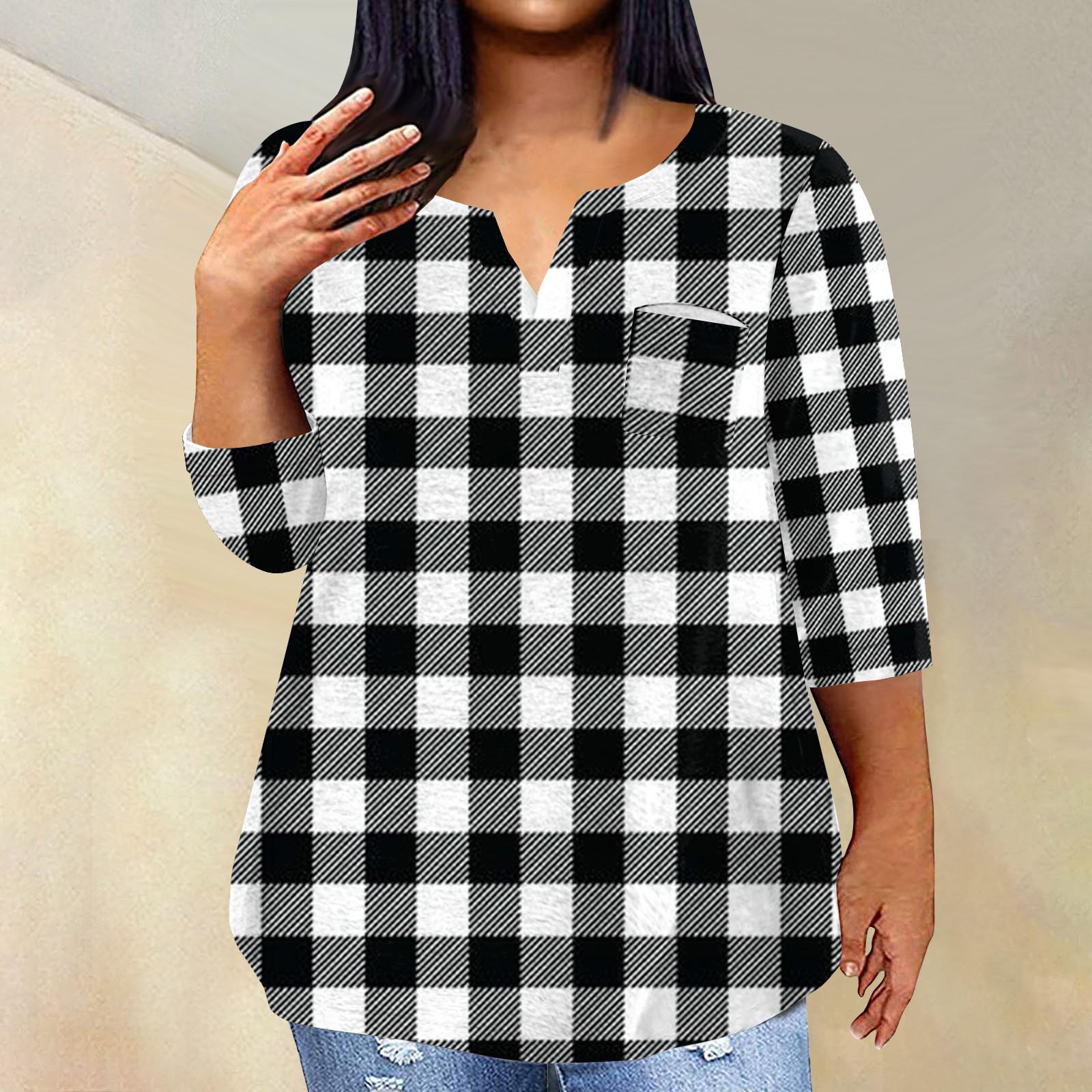 

Женский модный повседневный пуловер с рукавами три четверти и V-образным вырезом с принтом, топ с рукавами 4/3 XXL