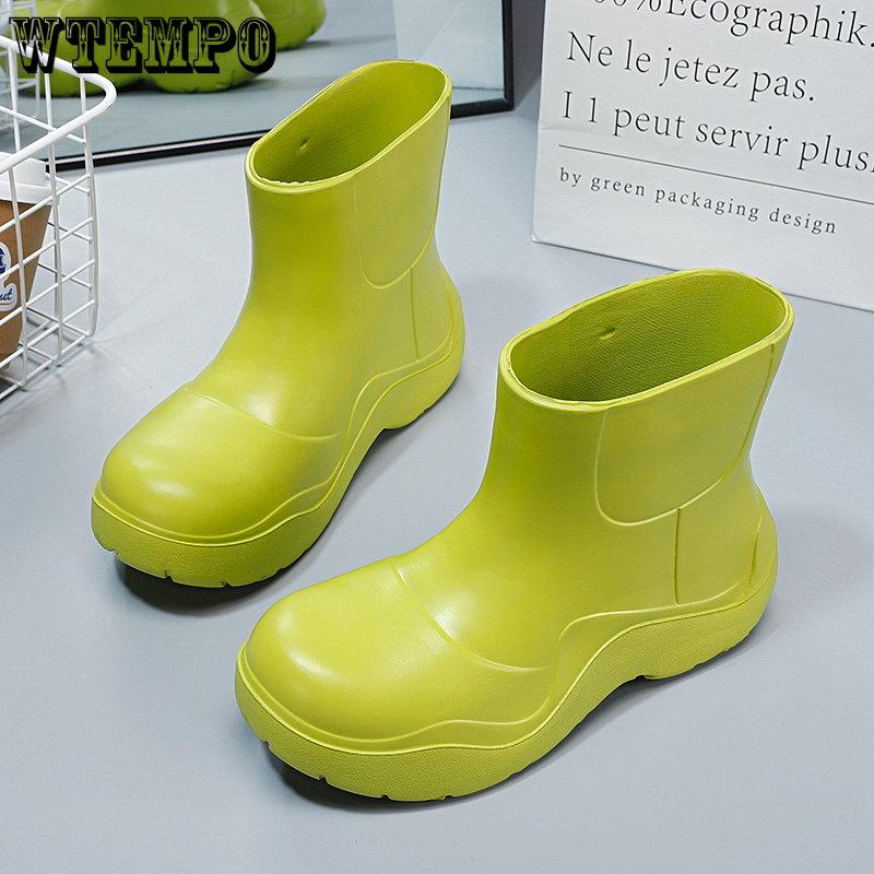 Damen Regenstiefeletten, wasserdichte Freizeitschuhe, große rutschfeste Stiefeletten, dicke Sohle, feste Stiefel
