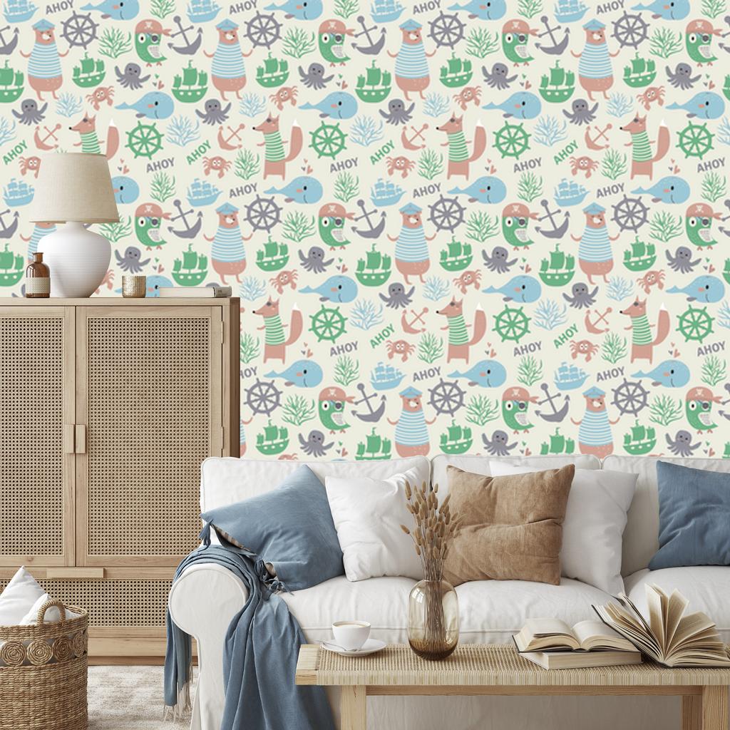 Animals Pirates Wallpaper for Living Room and Bedroom 50x1000