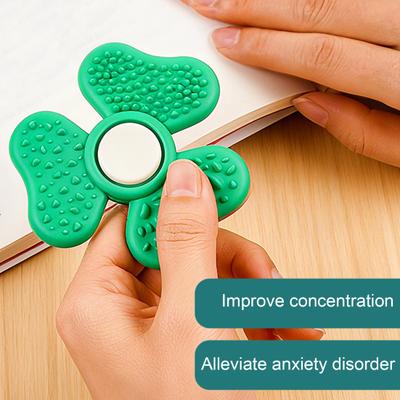 Stress Relief Clover Sensory Toy Fidget Spinner Ergonomic Portable Travel Anti-anxiety 3 Texture Massage Clover Decompression Spinner Toy