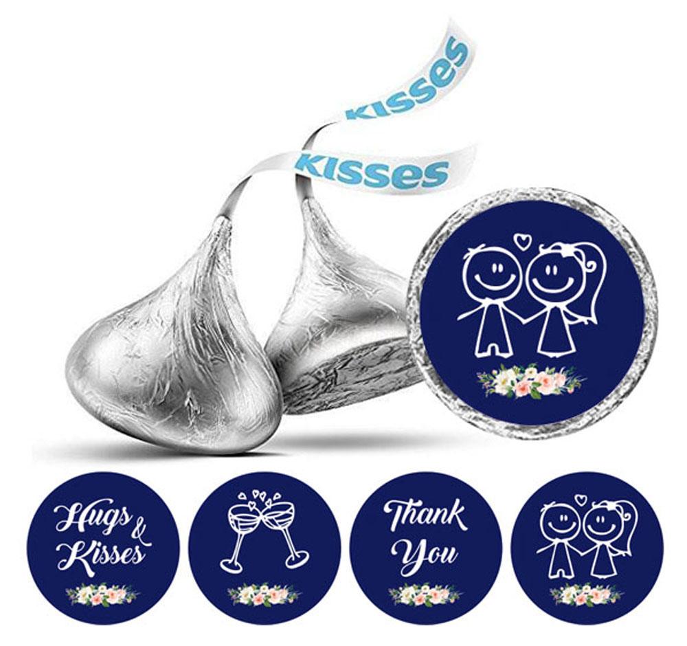 Darling Souvenir Floral Wedding Theme Stickers  Kisses Labels 190 Pcs Party Favor-Dark