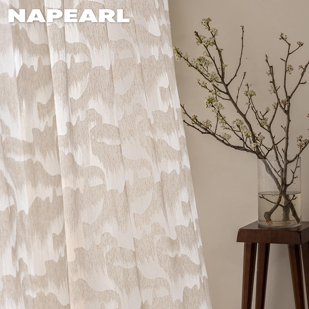 1PC NAPEARL Nordic Mountain Voile Drape Mountain Cut Flower Sheer Curtain for Bedroom Living Room Home Decor
