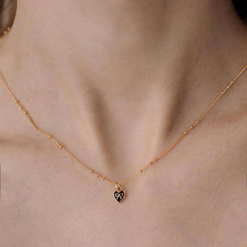 

TOU [silver925] TB008 tiny ribbon in heart necklace none