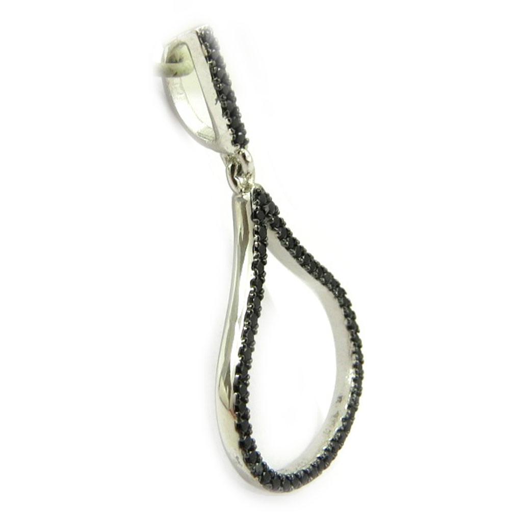 Les Trésors De Lily [L5751] - Pendentif Argent 'Sissi' noir (rhodié) - 32x12 mm