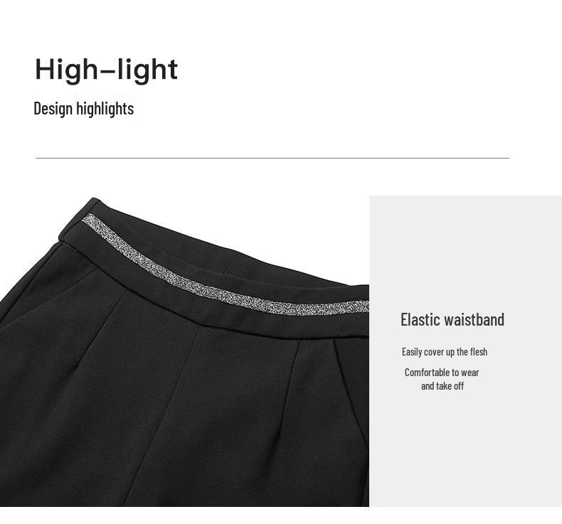 Women's High Waist Black Fleece-Lined Flared Pants, Autumn/Winter 2024 – Small Size, Thickened, Straight Leg, Slimming Trousers