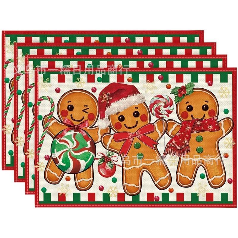 2024 Christmas Linen Table Mats - Washable, Stain-Resistant, Heat-Resistant with Snowflake & Santa Designs