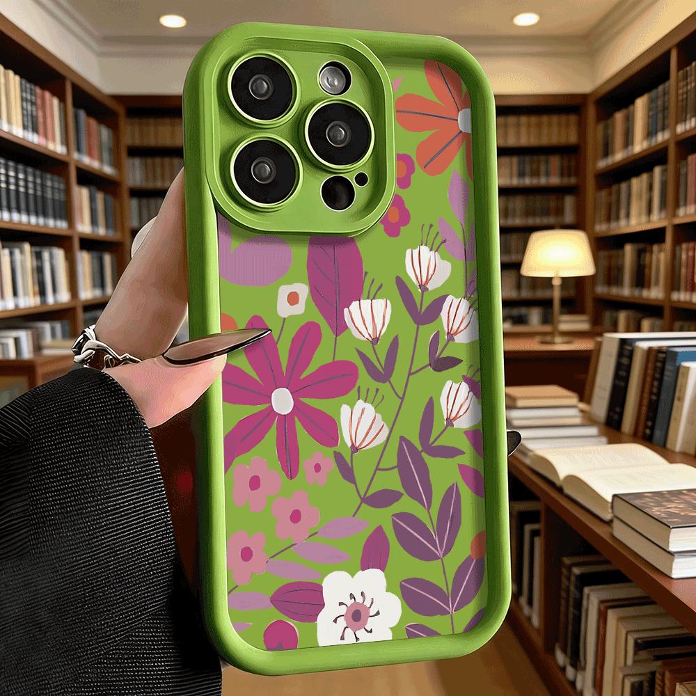 Purple Floral Pattern Phone Case for iPhone 17 16 15 14 13 12 11 Pro Max Plus Anti Scratch, Gel Flexible Protective