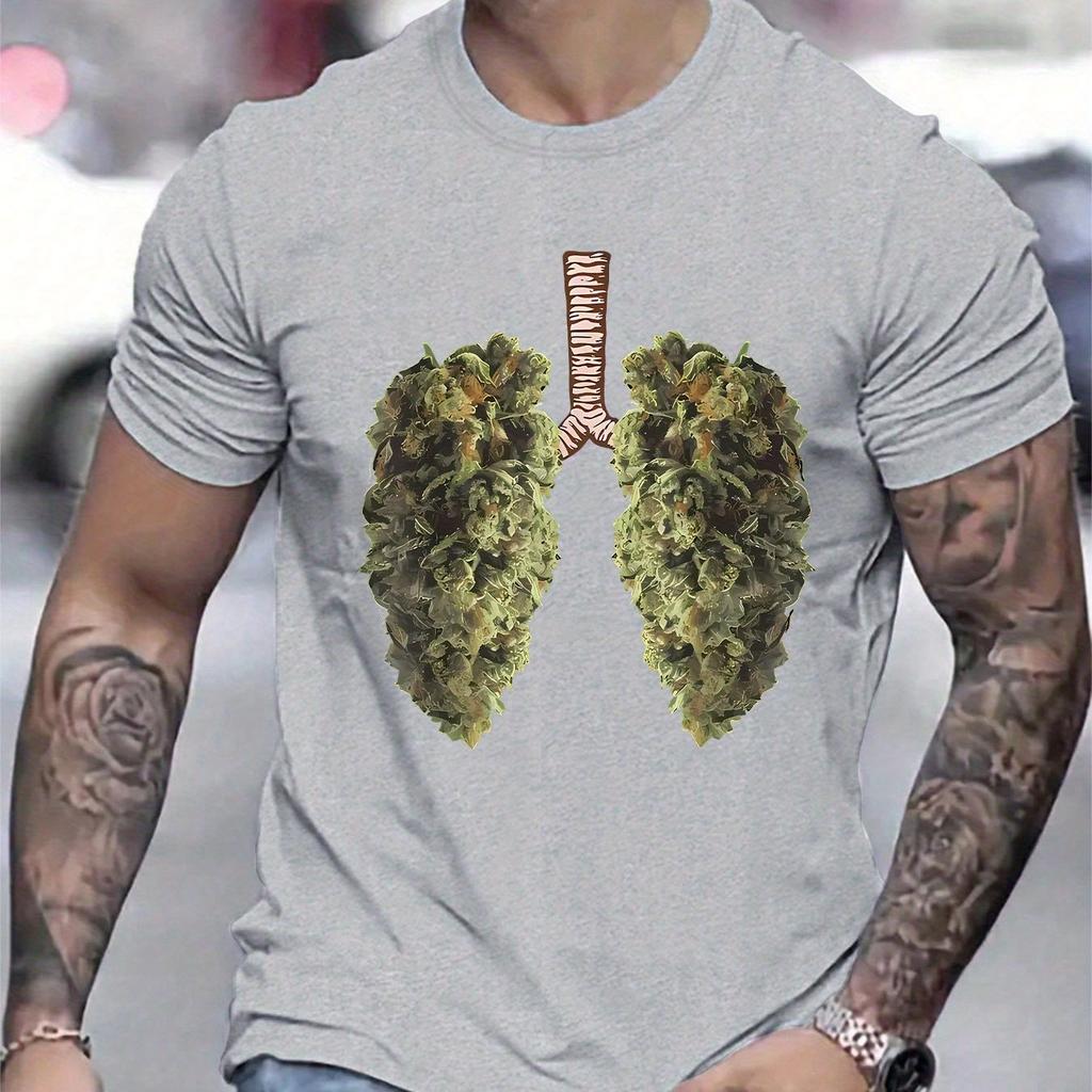 Unisex Leaf Lungs Graphic TShirt Breathable PolyesterSpandex Blend Regular Fit Casual Tee for Outdoor Wear Unisex Clothing