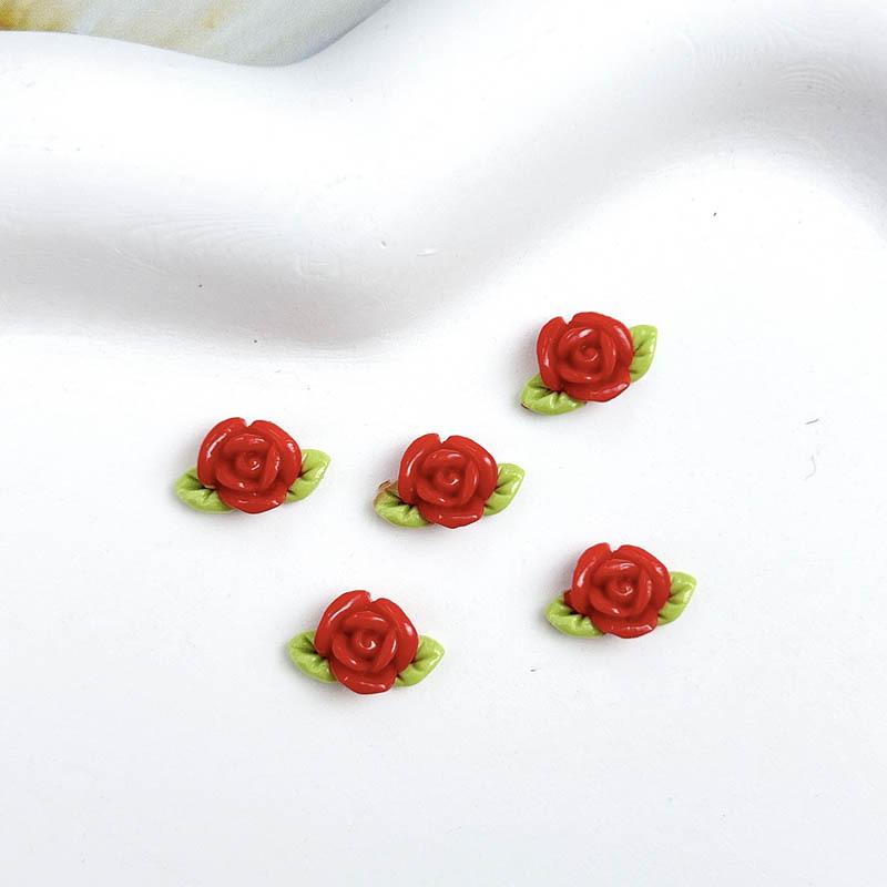 New Resin Luminous Mini Leaf Rose Nail Art Accessories Handmade DIY Earrings Wearable Nail Decorations красный
