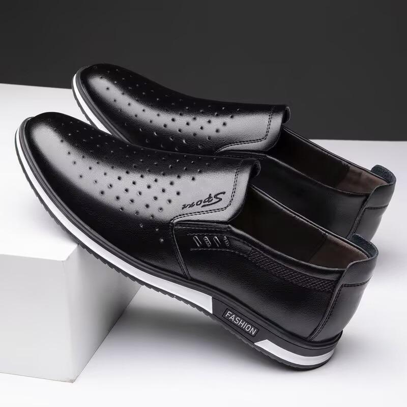 Soft sole wear-resistant men's shoes new Paul trend leather surface white shoes air cushion running shoes lace-up sports shoes men