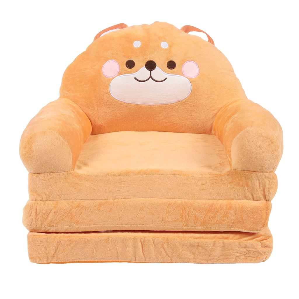 Kids Chair Couch Cartoon Folding Cute Couch Portable Sofa Chair for Home Schools Brown Puppy