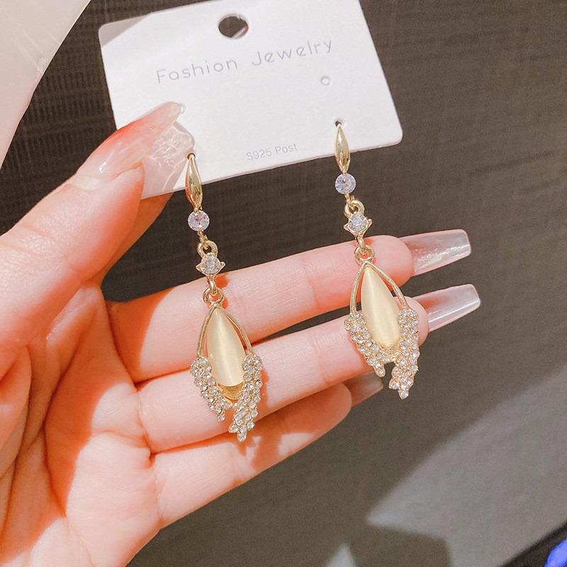 Fashion Exquisite Shiny Wheat Ear Leaf Earrings For Women Girls Elegant Light Luxury Earrings Jewelry Accessories Gifts